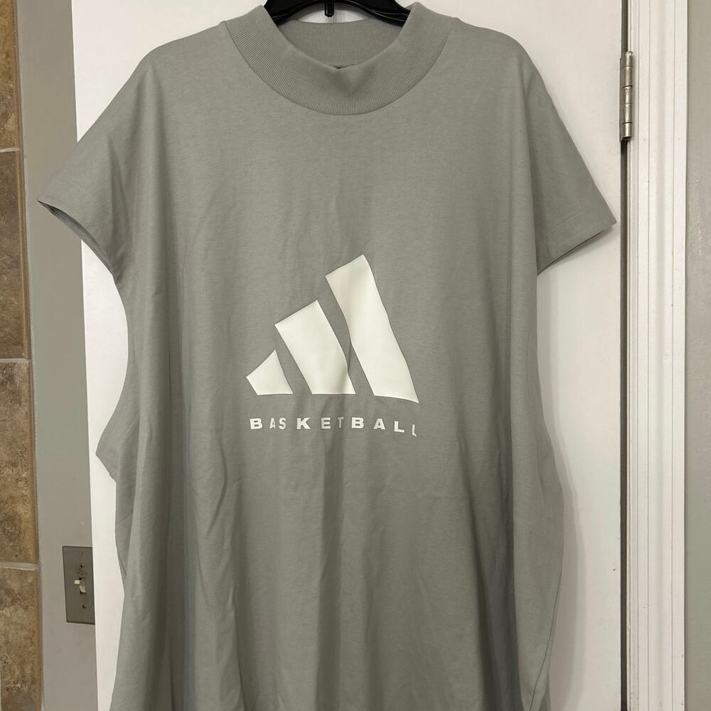 Adidas Basketball One Gray Oversized Sleeveless T Shirt Cotton Size 2X - Picture 5 of 16